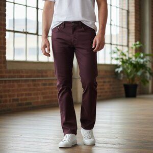 LOIS JEANS Homme 32x28 Peter Slim Pantalon Prune Bordeaux Stretch